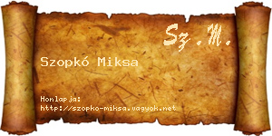 Szopkó Miksa névjegykártya